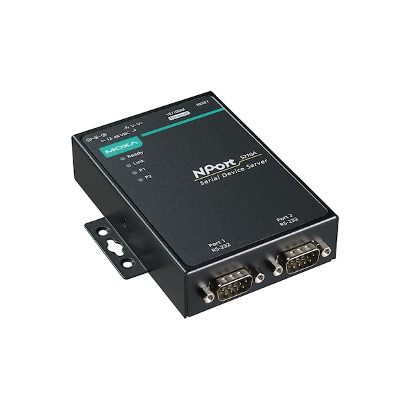2Port Device Server, 10/100M Eth., Rs-232, Db9 Male, 0.5Kv, Nport 5210A